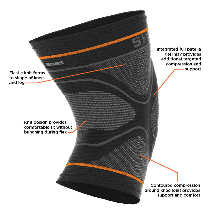 Compression Knee Sleeve Support - Black / Grey