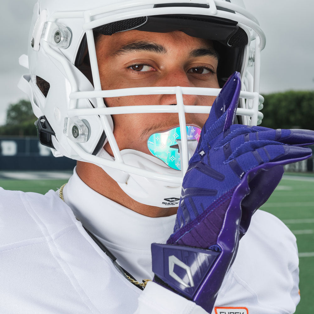Football Lip Guard Mouth Protection - Clear / Iridescent White Lux