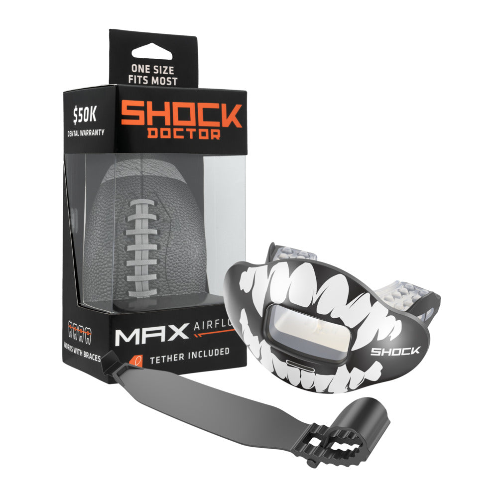 Max AirFlow Football Mouthguard - Black / White Fang