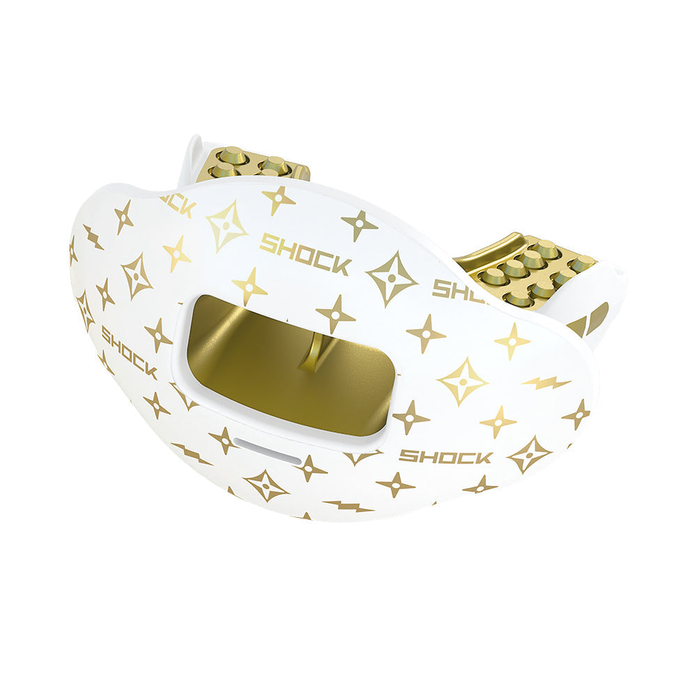 Max AirFlow Football Mouthguard - White / Gold Lux
