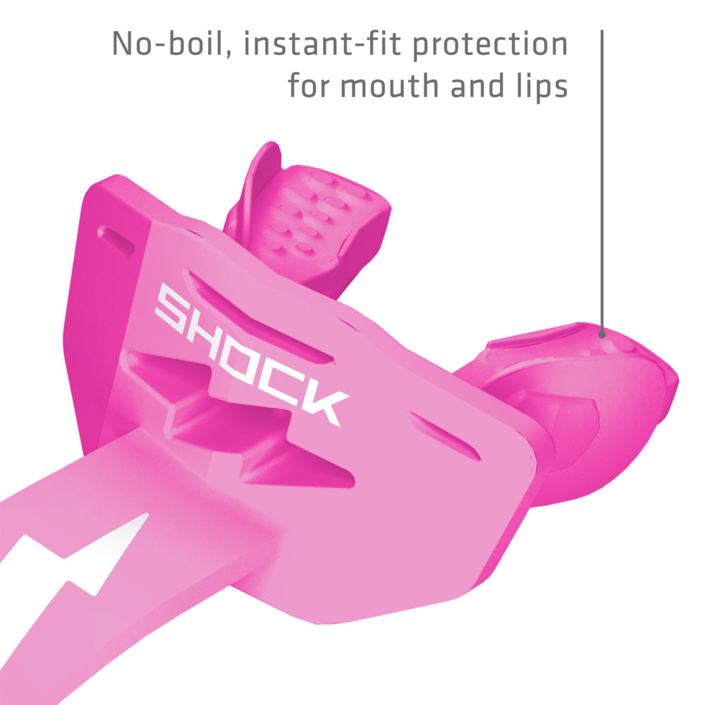 Football Lip Guard Mouth Protection - Shock Pink / White