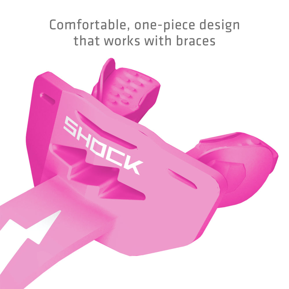 Football Lip Guard Mouth Protection - Shock Pink / White