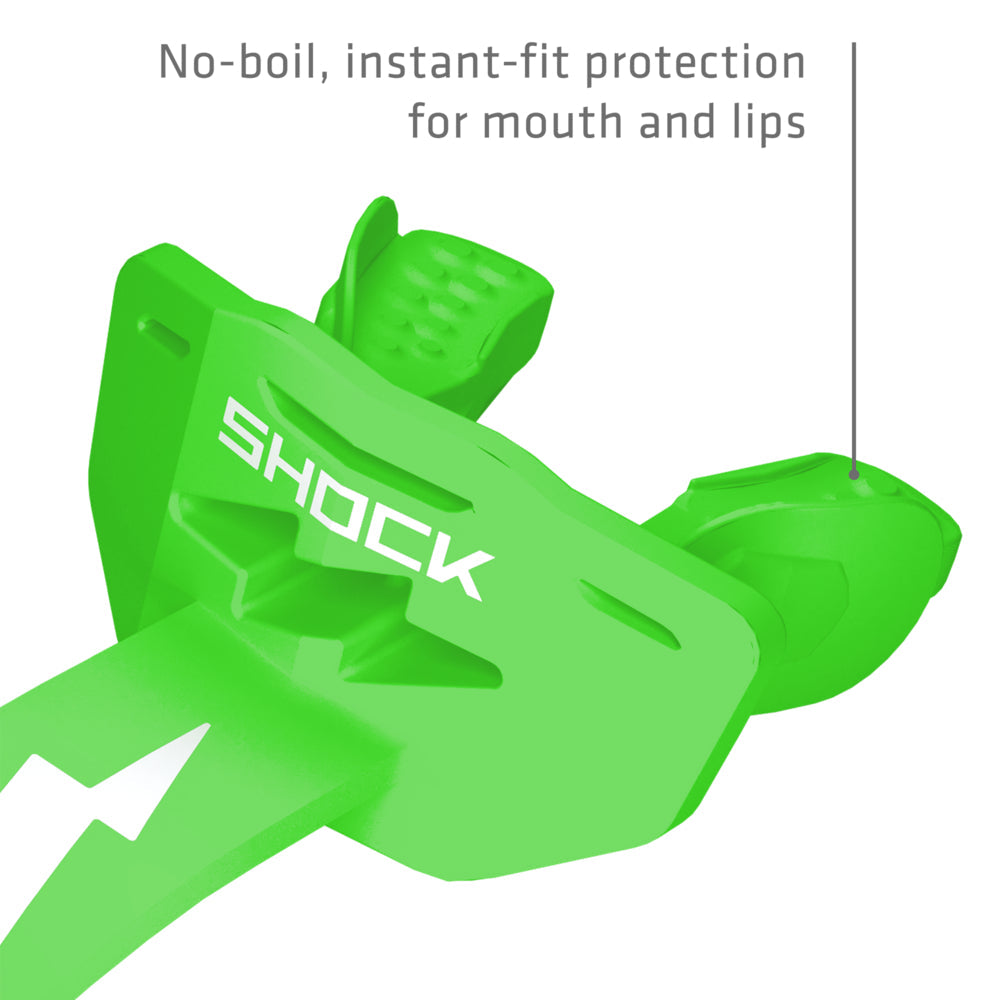 Football Lip Guard Mouth Protection - Shock Green / White