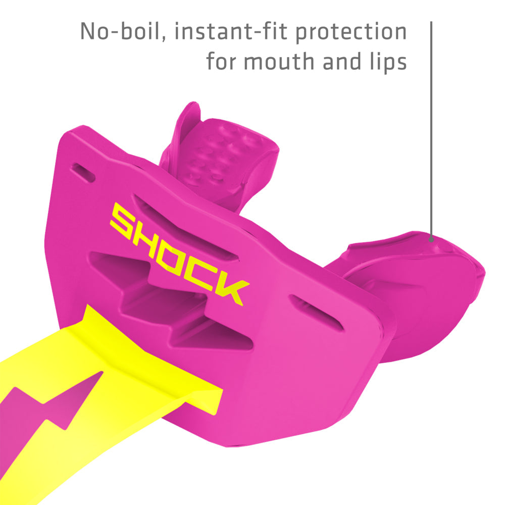 Football Lip Guard Mouth Protection - Shock Pink / Shock Yellow