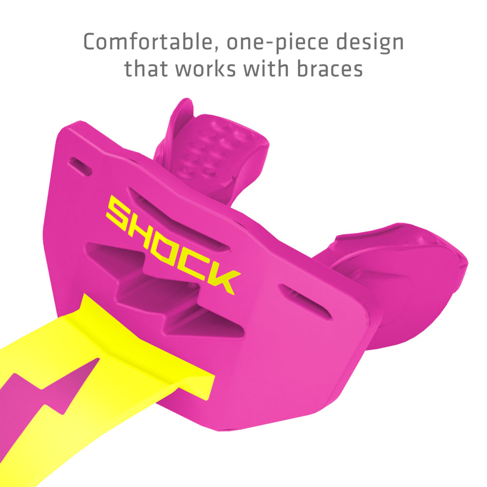 Football Lip Guard Mouth Protection - Shock Pink / Shock Yellow