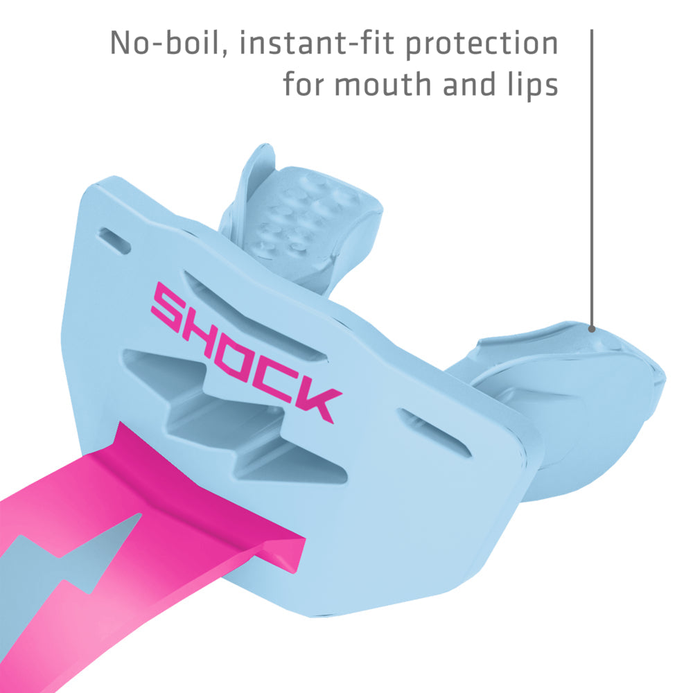 Football Lip Guard Mouth Protection - Columbia Blue / Shock Pink
