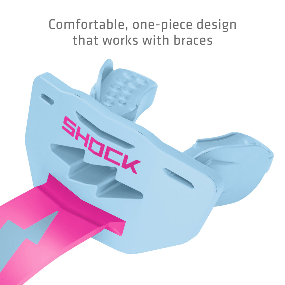 Football Lip Guard Mouth Protection - Columbia Blue / Shock Pink
