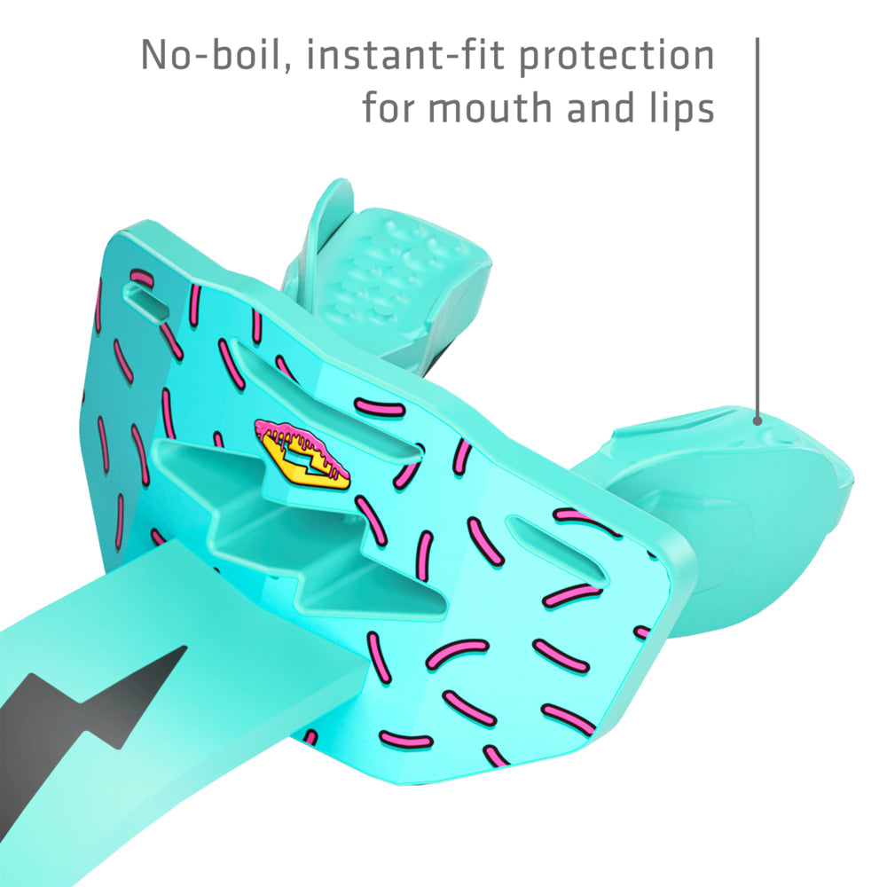 Football Lip Guard Mouth Protection - Blue / Pink Sprinkle Drip