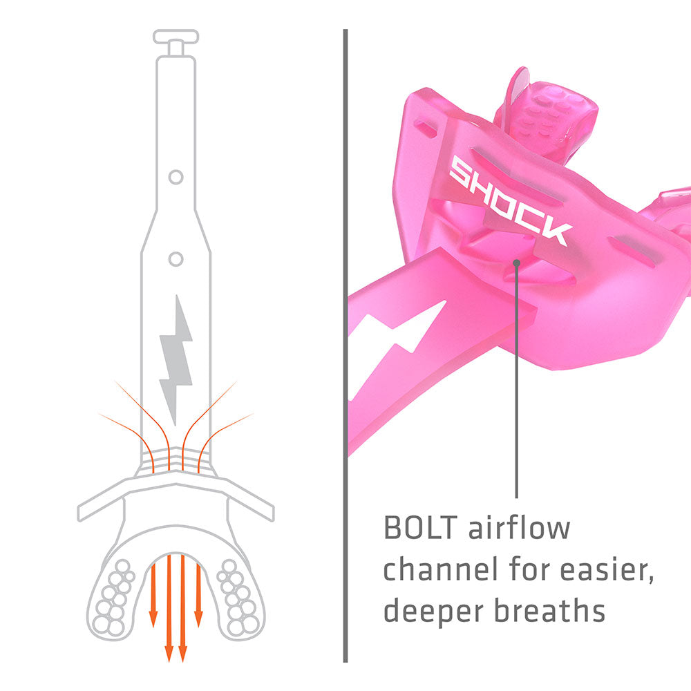 Football Lip Guard Mouth Protection - Translucent Shock Pink / White