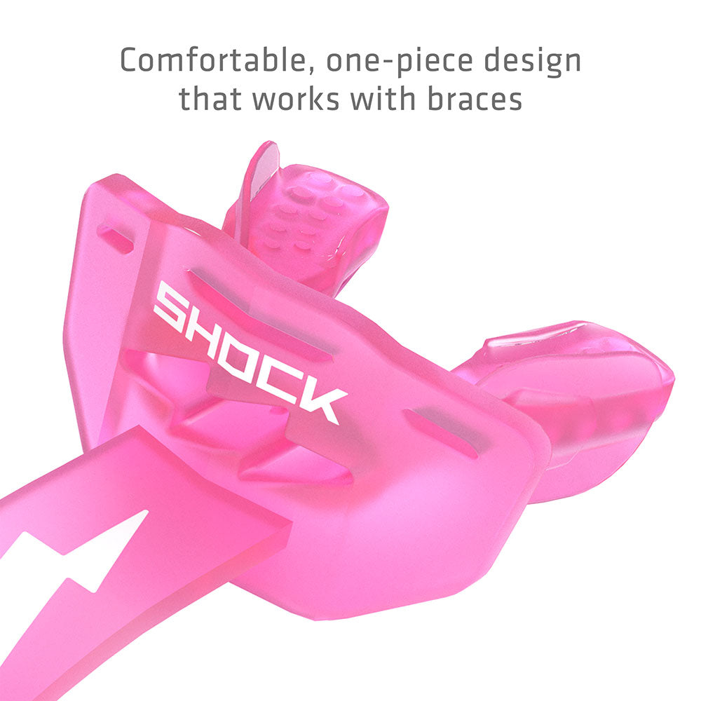 Football Lip Guard Mouth Protection - Translucent Shock Pink / White