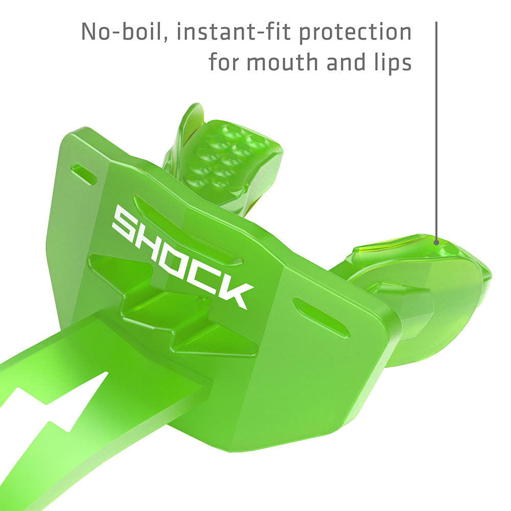 Football Lip Guard Mouth Protection - Translucent Shock Green / White
