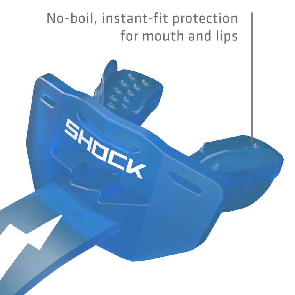 Football Lip Guard Mouth Protection - Translucent Shock Blue / White